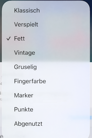 Widget style picker displayed in German