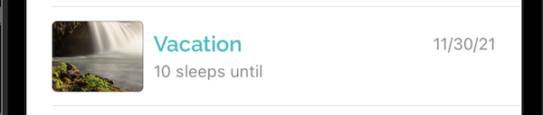 Countdown displayed using the Sleeps time format