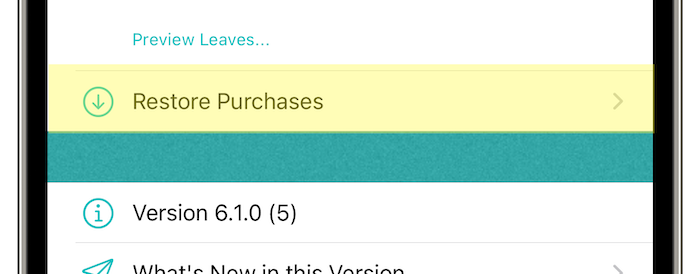 Restore Purchases button in Days Since settings