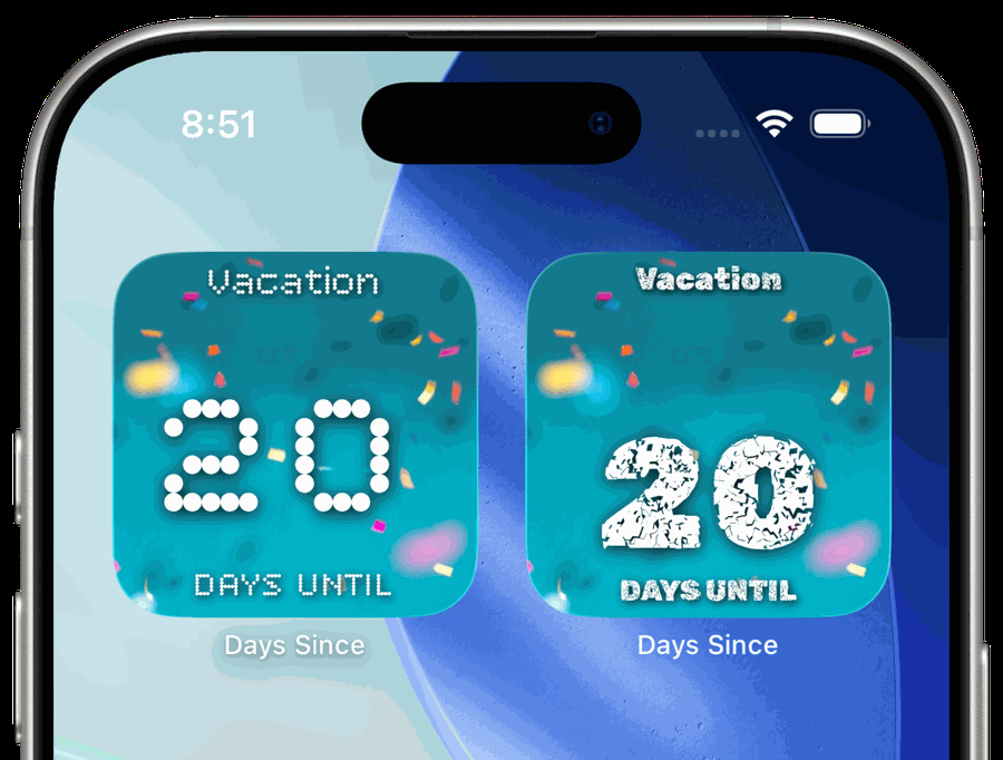 Preview of the available Days Since widget styles